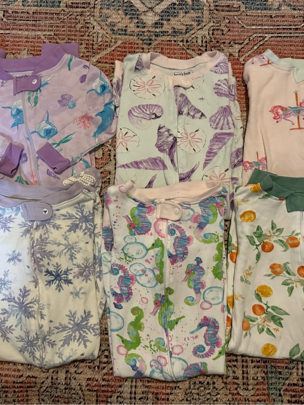 Burt's Bees Baby Lavender & Pastel Assorted Kids Pajama Sleepers